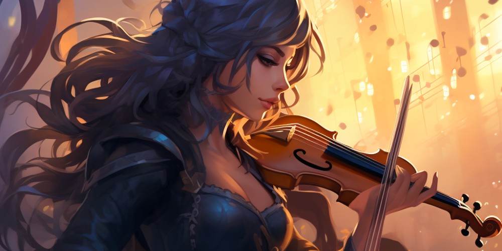 Animated girl with a violin